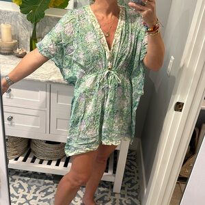 Block print butterfly caftan